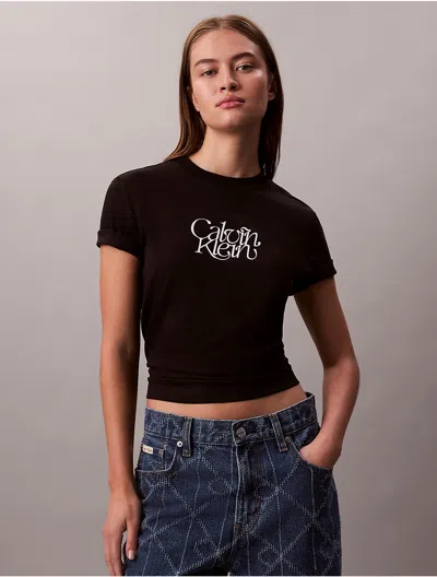 Calvin Klein Jeans Est.1978 Calvin Klein Women's Script Logo Graphic Slim T-shirt In Black