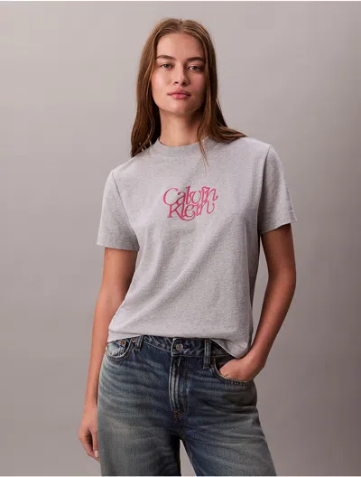 Calvin Klein Jeans Est.1978 Calvin Klein Women's Script Logo Graphic Slim T-shirt In Gray