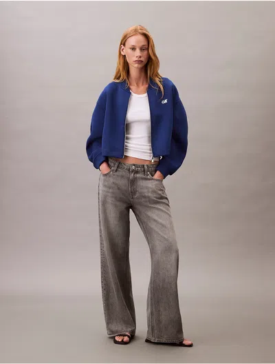 Calvin Klein Jeans Est.1978 Calvin Klein Women's Scuba Cropped Relaxed Bomber Jacket In Blue