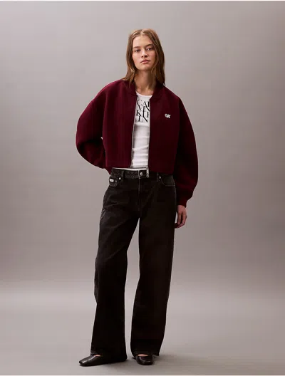 Calvin Klein Jeans Est.1978 Calvin Klein Women's Scuba Cropped Relaxed Bomber Jacket In Brown