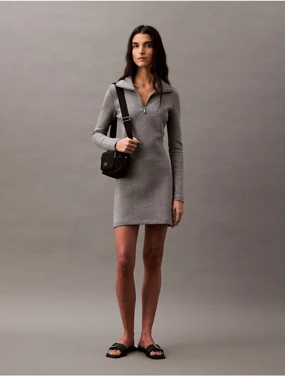 Calvin Klein Jeans Est.1978 Calvin Klein Women's Scuba Zip Collar Mini Dress In Gray