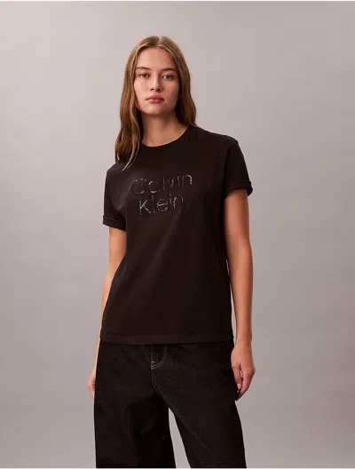 Calvin Klein Jeans Est.1978 Calvin Klein Women's Sequin Logo Graphic Classic T-shirt In Black