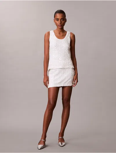 Calvin Klein Jeans Est.1978 Calvin Klein Women's Sequin Mini Skirt In White