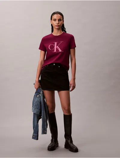Calvin Klein Jeans Est.1978 Calvin Klein Women's Sequin Monogram Classic T-shirt In Animal Print