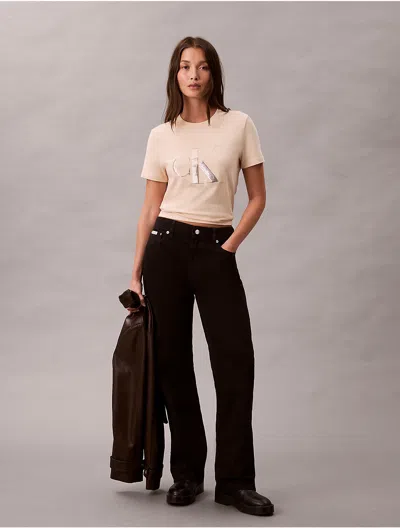 Calvin Klein Jeans Est.1978 Calvin Klein Women's Sequin Monogram Classic T-shirt In Pink