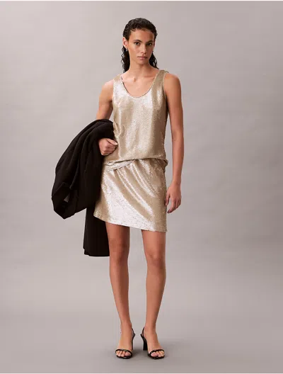 Calvin Klein Jeans Est.1978 Calvin Klein Women's Sequin Scoop Neck Tank Top In Neutral