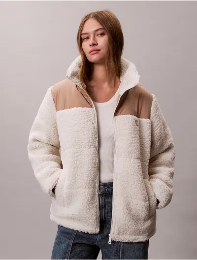 Calvin Klein Jeans Est.1978 Calvin Klein Women's Sherpa Puffer Jacket In Gray