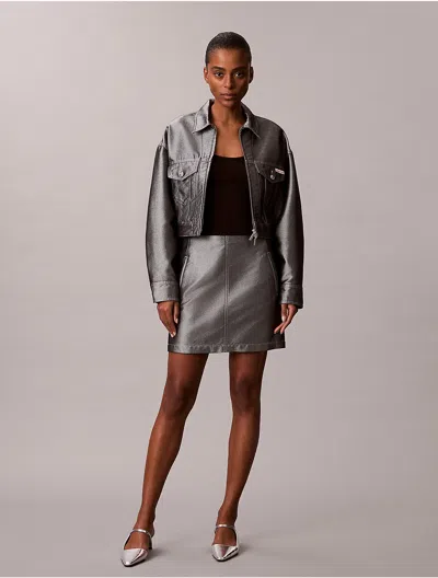 Calvin Klein Jeans Est.1978 Calvin Klein Women's Shine Denim A-line Skirt In Gray