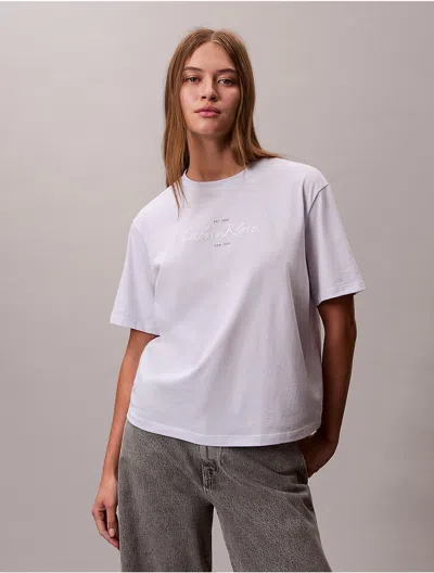 Calvin Klein Jeans Est.1978 Calvin Klein Women's Shine Script Logo Boxy T-shirt In White
