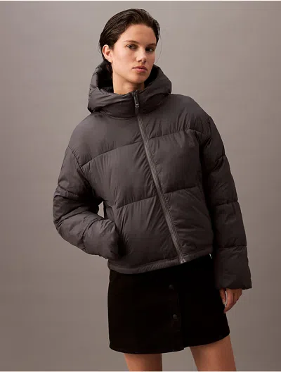 Calvin Klein Jeans Est.1978 Calvin Klein Women's Short Hooded Puffer Jacket In Gray