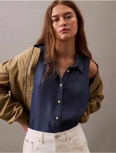 Calvin Klein Jeans Est.1978 Calvin Klein Women's Sleeveless Denim Button-down Shirt