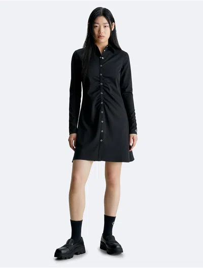 Calvin Klein Jeans Est.1978 Calvin Klein Women's Slim Button-down Shirt Dress In Black