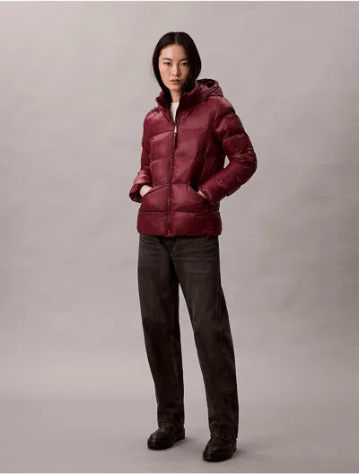 Calvin Klein Jeans Est.1978 Calvin Klein Women's Slim Puffer Jacket In Burgundy