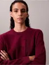 Calvin Klein Jeans Est.1978 Calvin Klein Women's Smooth Cotton Chenille Monogram Sweater In Burgundy