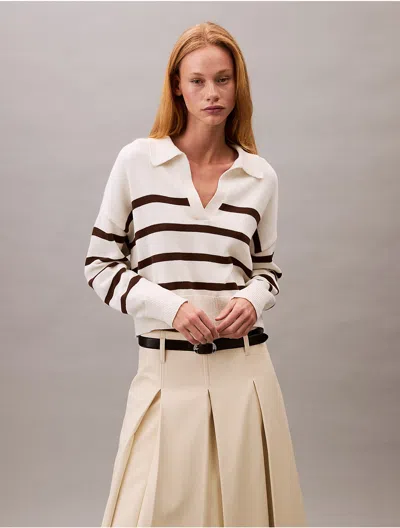 Calvin Klein Jeans Est.1978 Calvin Klein Women's Smooth Cotton Johnny Collar Polo Sweater