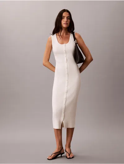 Calvin Klein Jeans Est.1978 Calvin Klein Women's Smooth Cotton Midi Dress In White