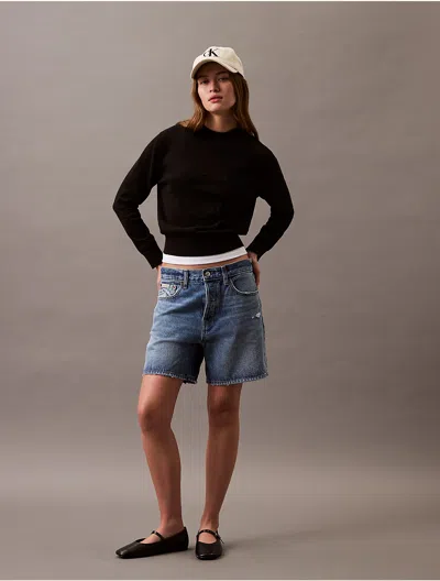 Calvin Klein Jeans Est.1978 Calvin Klein Women's Smooth Cotton Monogram Logo Sweater In Black