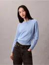 Calvin Klein Jeans Est.1978 Calvin Klein Women's Smooth Cotton Monogram Logo Sweater In Blue