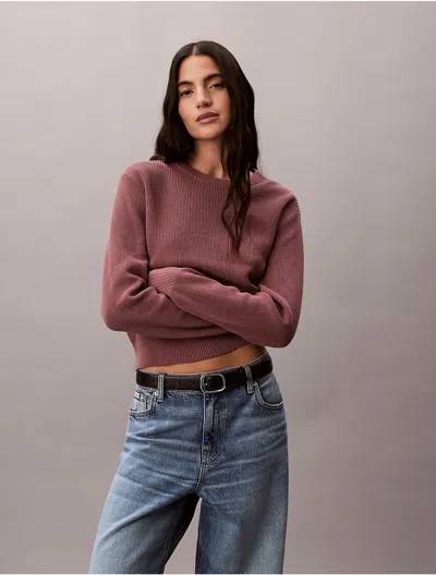 Calvin Klein Jeans Est.1978 Calvin Klein Women's Smooth Cotton Monogram Sweater In Brown