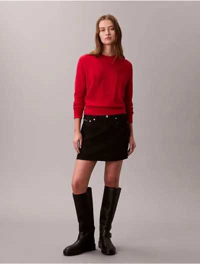 Calvin Klein Jeans Est.1978 Calvin Klein Women's Smooth Cotton Monogram Sweater In Red