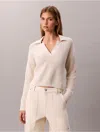 Calvin Klein Jeans Est.1978 Calvin Klein Women's Smooth Cotton Relaxed Polo Sweater In Neutral