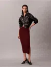 Calvin Klein Jeans Est.1978 Calvin Klein Women's Smooth Cotton Rib Midi Skirt In Burgundy