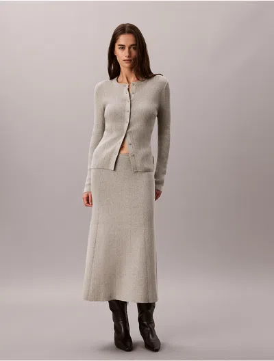 Calvin Klein Jeans Est.1978 Calvin Klein Women's Smooth Cotton Rib Midi Skirt In Grey Heather