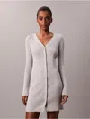 Calvin Klein Jeans Est.1978 Calvin Klein Women's Smooth Cotton Rib Mini Button-down Dress In Gray