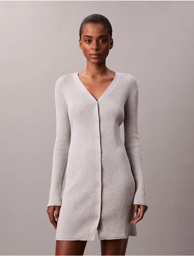 Calvin Klein Jeans Est.1978 Calvin Klein Women's Smooth Cotton Rib Mini Button-down Dress In Gray