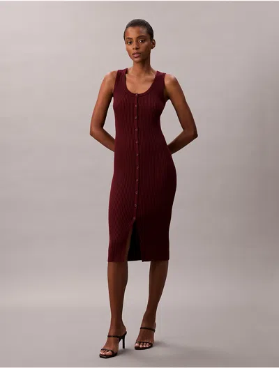 Calvin Klein Jeans Est.1978 Calvin Klein Women's Smooth Cotton Rib Slim Midi Dress In Brown
