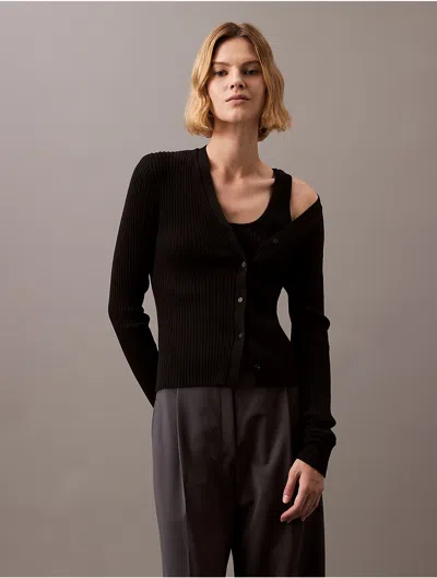 Calvin Klein Jeans Est.1978 Calvin Klein Women's Smooth Cotton Rib Sweater Cardigan