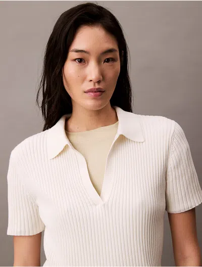 Calvin Klein Jeans Est.1978 Calvin Klein Women's Smooth Cotton Rib Sweater Polo Shirt
