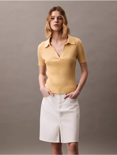 Calvin Klein Jeans Est.1978 Calvin Klein Women's Smooth Cotton Rib Sweater Polo Shirt
