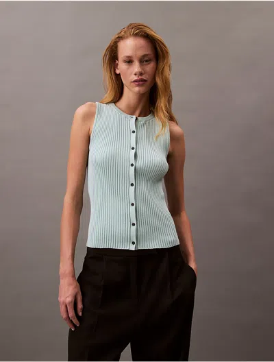 Calvin Klein Jeans Est.1978 Calvin Klein Women's Smooth Cotton Rib Sweater Tank In Blue