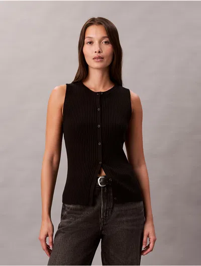 Calvin Klein Jeans Est.1978 Calvin Klein Women's Smooth Cotton Rib Sweater Tank In Black