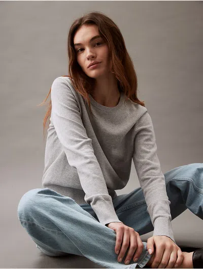 Calvin Klein Jeans Est.1978 Calvin Klein Women's Smooth Cotton Sweater In Gray