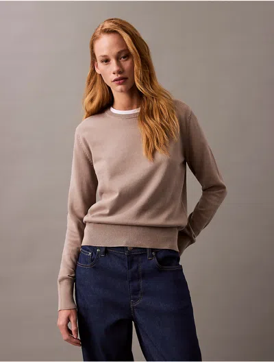 Calvin Klein Jeans Est.1978 Calvin Klein Women's Smooth Cotton Sweater In Brown