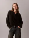 Calvin Klein Jeans Est.1978 Calvin Klein Women's Soft Polo Relaxed Sweater In Black