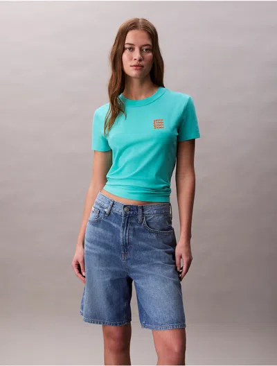 Calvin Klein Jeans Est.1978 Calvin Klein Women's Square Logo Graphic Slim T-shirt