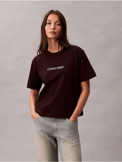 Calvin Klein Jeans Est.1978 Calvin Klein Women's Standard Logo Relaxed T-shirt In Brown
