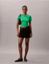 Calvin Klein Jeans Est.1978 Calvin Klein Women's Stripe Logo Graphic Slim T-shirt In Green