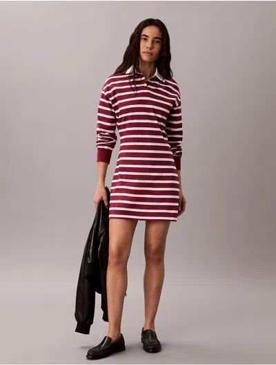 Calvin Klein Jeans Est.1978 Calvin Klein Women's Striped Rugby Polo Mini Dress In Multi