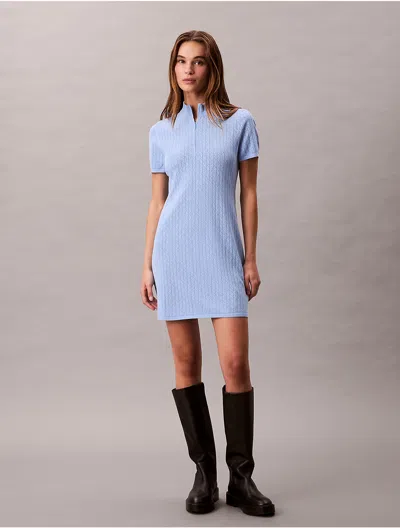 Calvin Klein Jeans Est.1978 Calvin Klein Women's Tech Knit 1/4 Zip Mini Sweater Dress In Blue