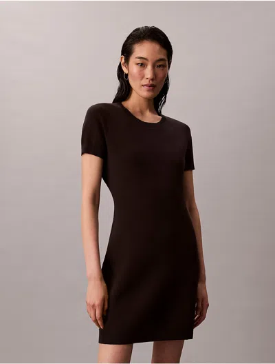 Calvin Klein Jeans Est.1978 Calvin Klein Women's Tech Knit Logo Dress In Brown