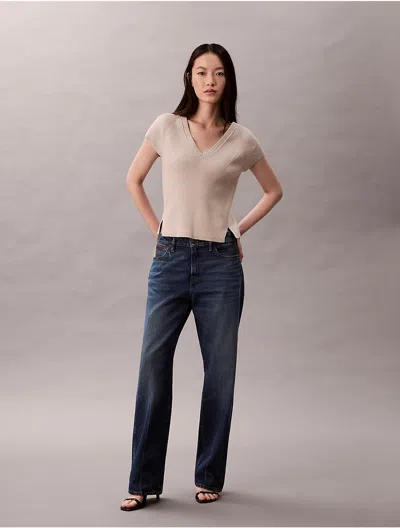 Calvin Klein Jeans Est.1978 Calvin Klein Women's Tech Knit Ribbed Classic T-shirt In Neutral