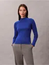 Calvin Klein Jeans Est.1978 Calvin Klein Women's Tech Knit Ribbed Mock Neck Sweater In Blue