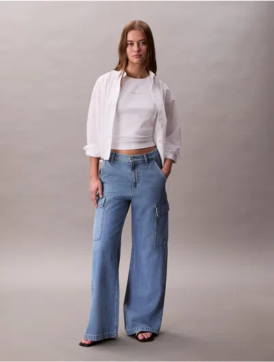 Calvin Klein Jeans Est.1978 Calvin Klein Women's Tencel Blend Wide Leg Cargo Jean