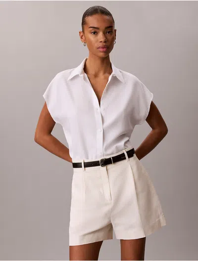 Calvin Klein Jeans Est.1978 Calvin Klein Women's Tencel Button-down Shirt In White