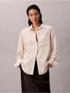 Calvin Klein Jeans Est.1978 Calvin Klein Women's Viscose Blend Relaxed Button-down Shirt In White