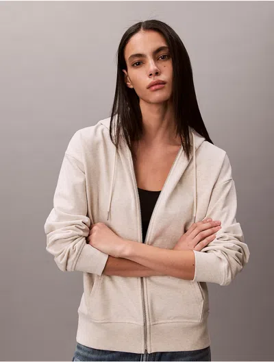 Calvin Klein Jeans Est.1978 Calvin Klein Women's Terry Embossed Monologo Relaxed Hoodie In Neutral